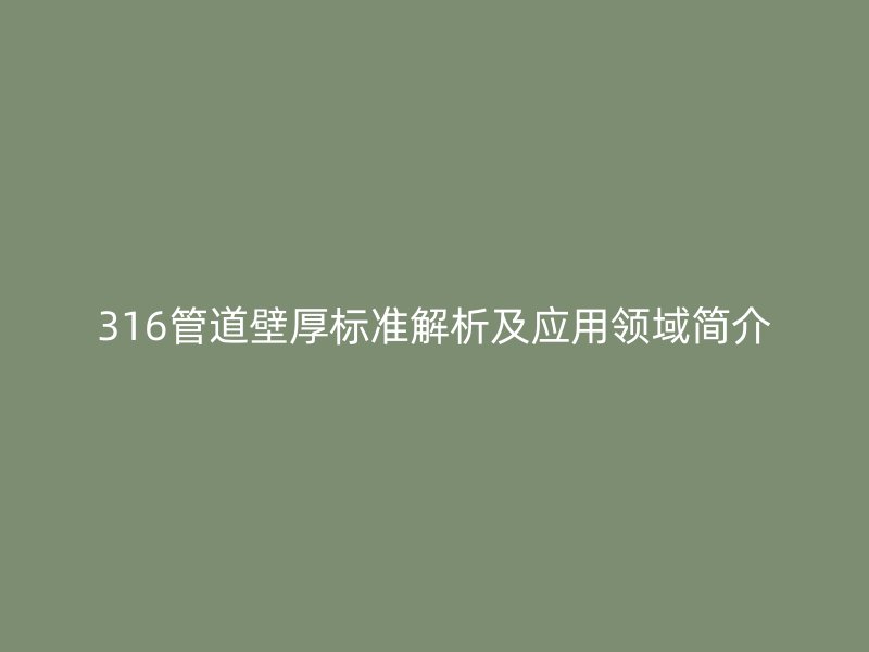 316管道壁厚標準解析及應用領(lǐng)域簡介