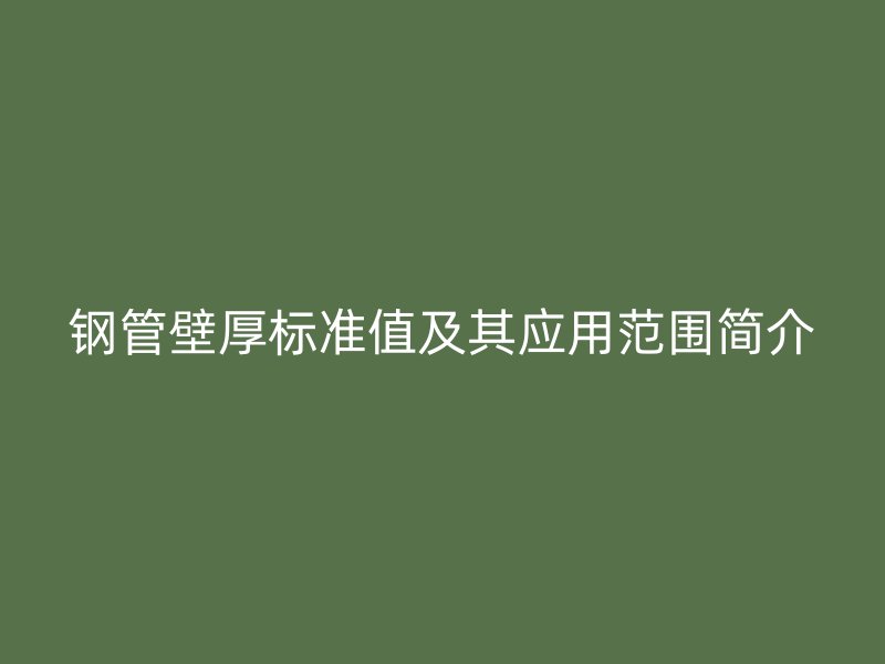 鋼管壁厚標(biāo)準(zhǔn)值及其應(yīng)用范圍簡介