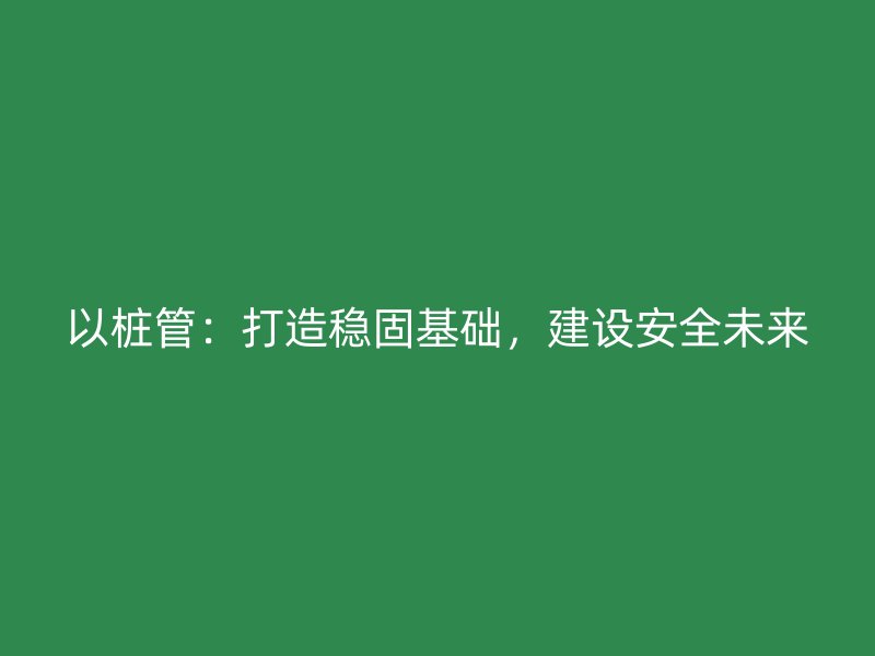 以樁管：打造穩(wěn)固基礎，建設安全未來