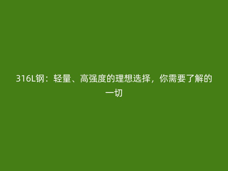 316L鋼：輕量、高強度的理想選擇，你需要了解的一切