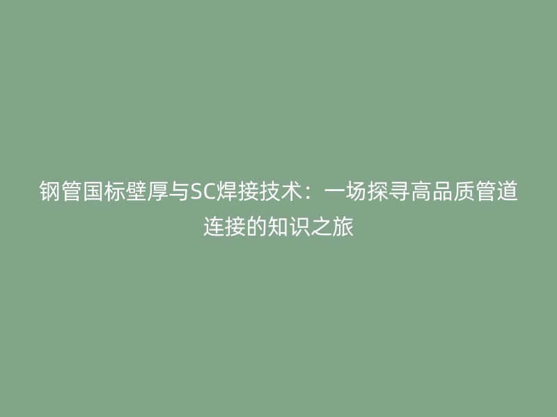 鋼管國標壁厚與SC焊接技術：一場探尋高品質管道連接的知識之旅