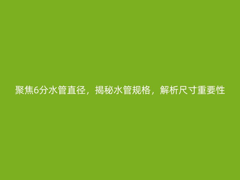 聚焦6分水管直徑，揭秘水管規(guī)格，解析尺寸重要性