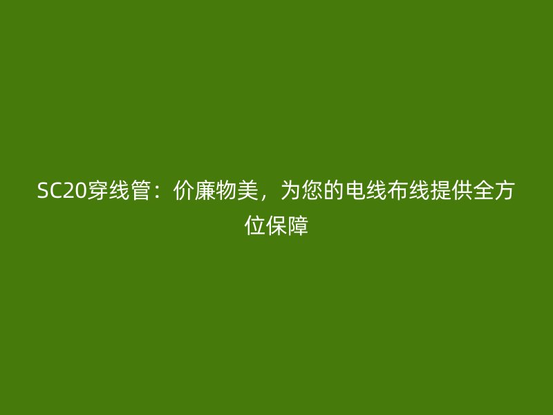 SC20穿線管：價(jià)廉物美，為您的電線布線提供全方位保障